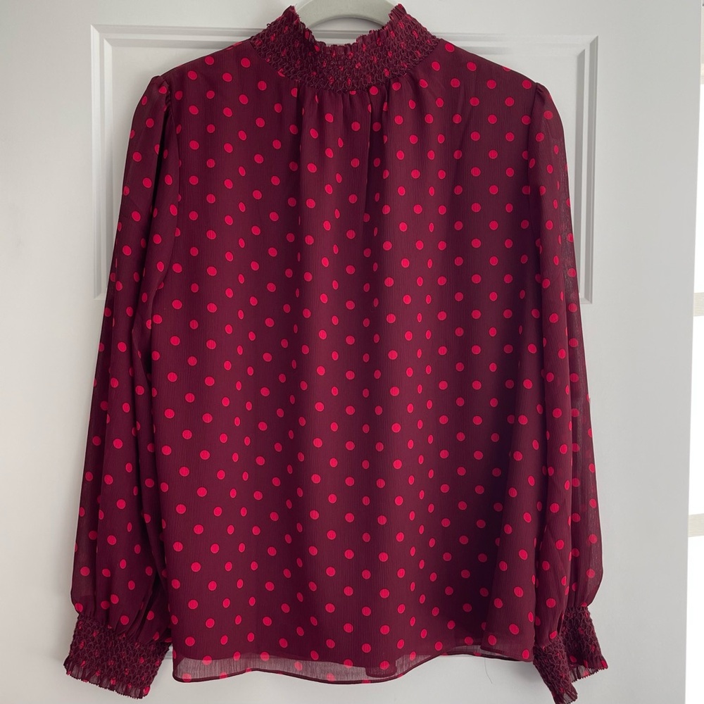 J. Crew pink and red polka dot top - Medium
